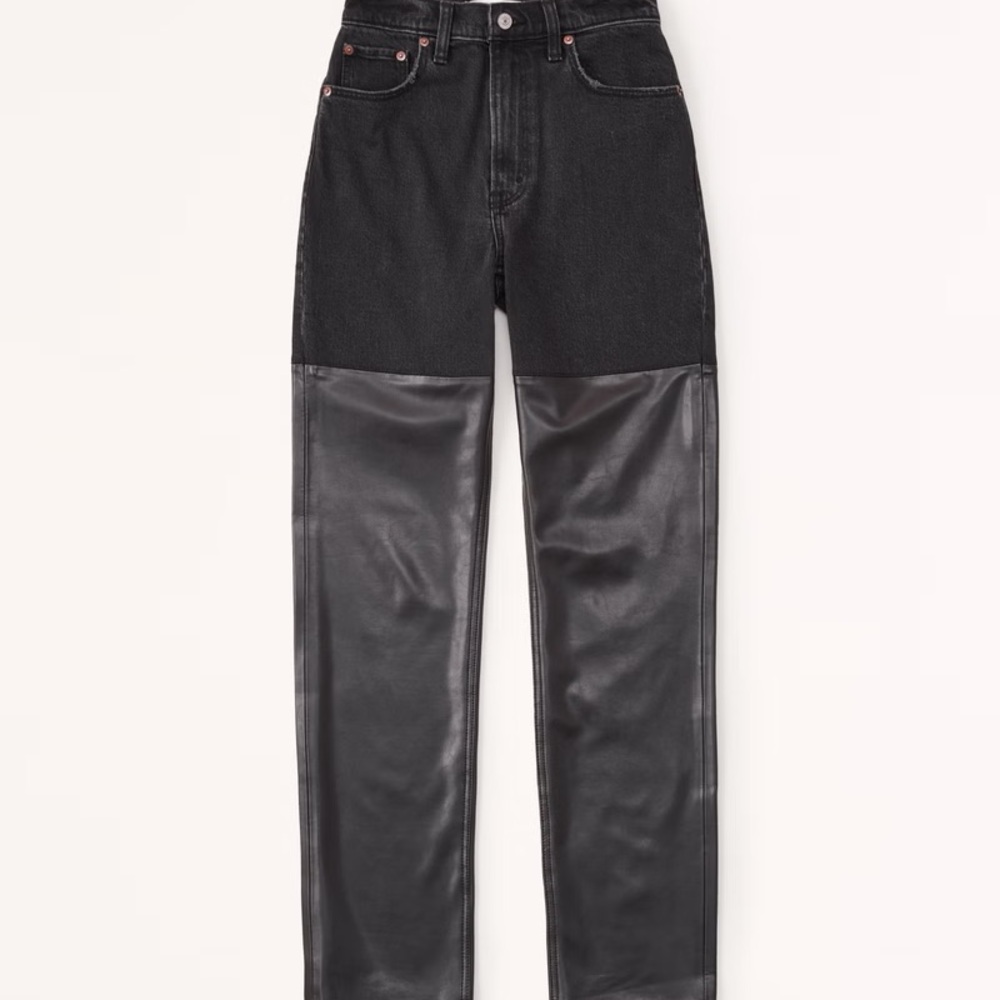 Curve Love Abercrombie & Fitch Black Straight Leg Jeans, Mixed Denim.